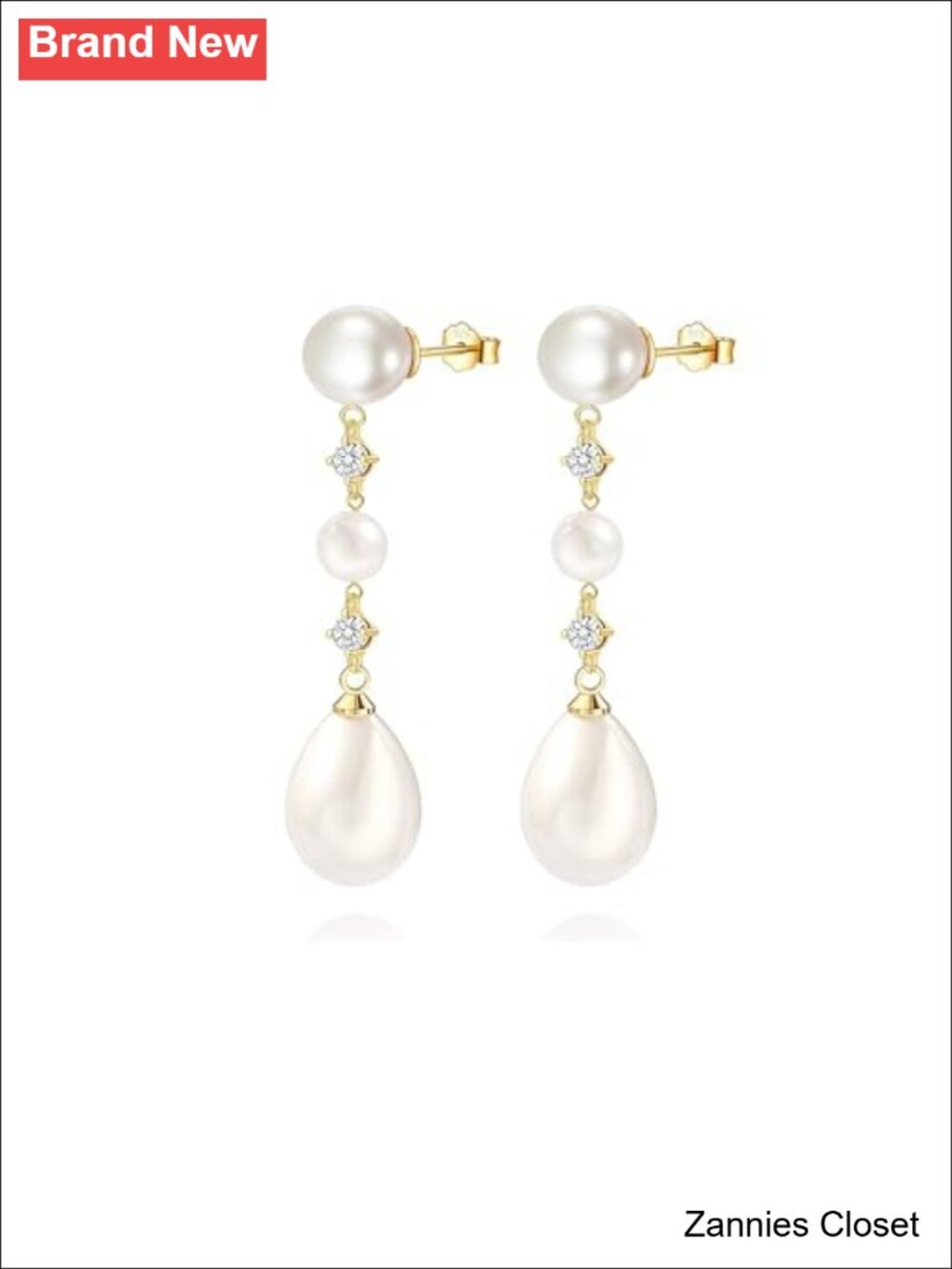 ✨ Voaino 14K Gold Plated Pearl Dangle Drop Earrings for Women